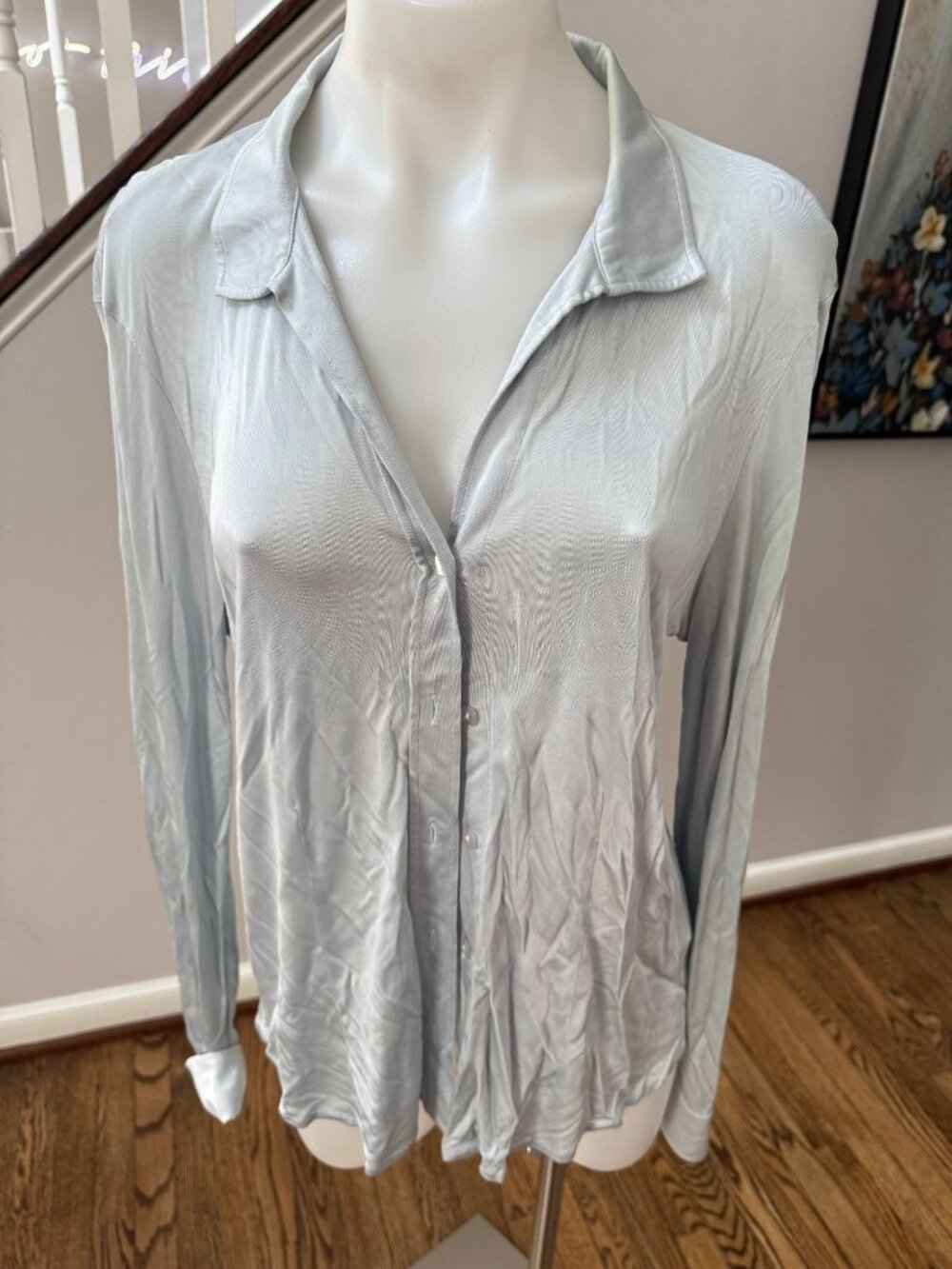 Santorelli Italy Audrey Button Down Shirt Blue Size 12